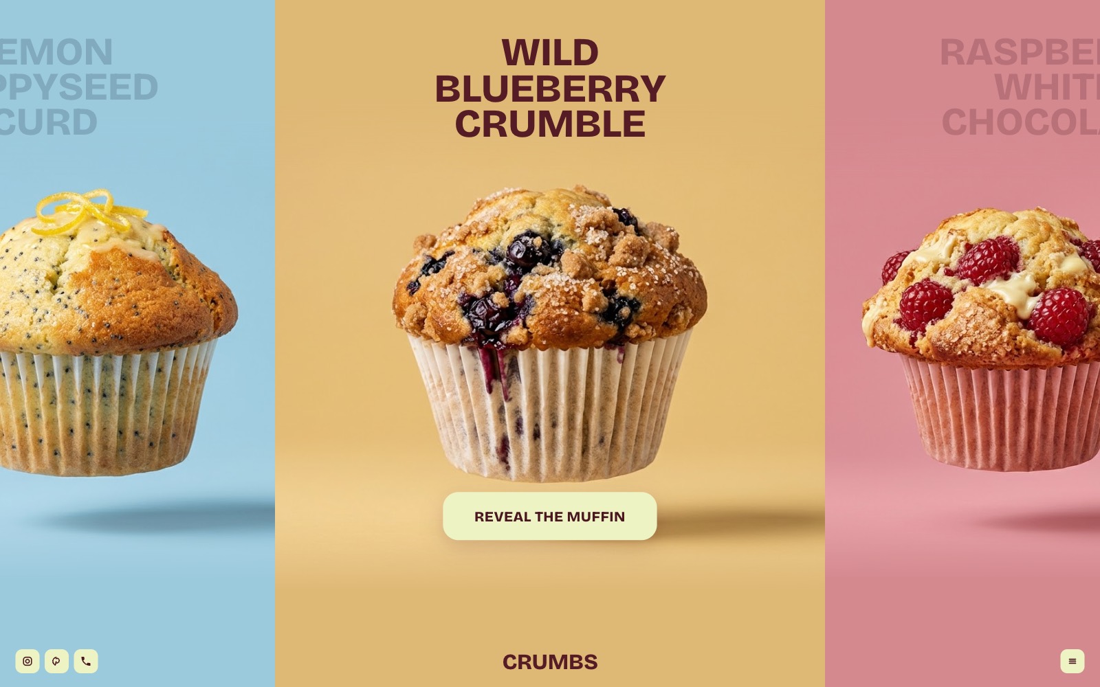 A muffin menu that opens into its own cross-section