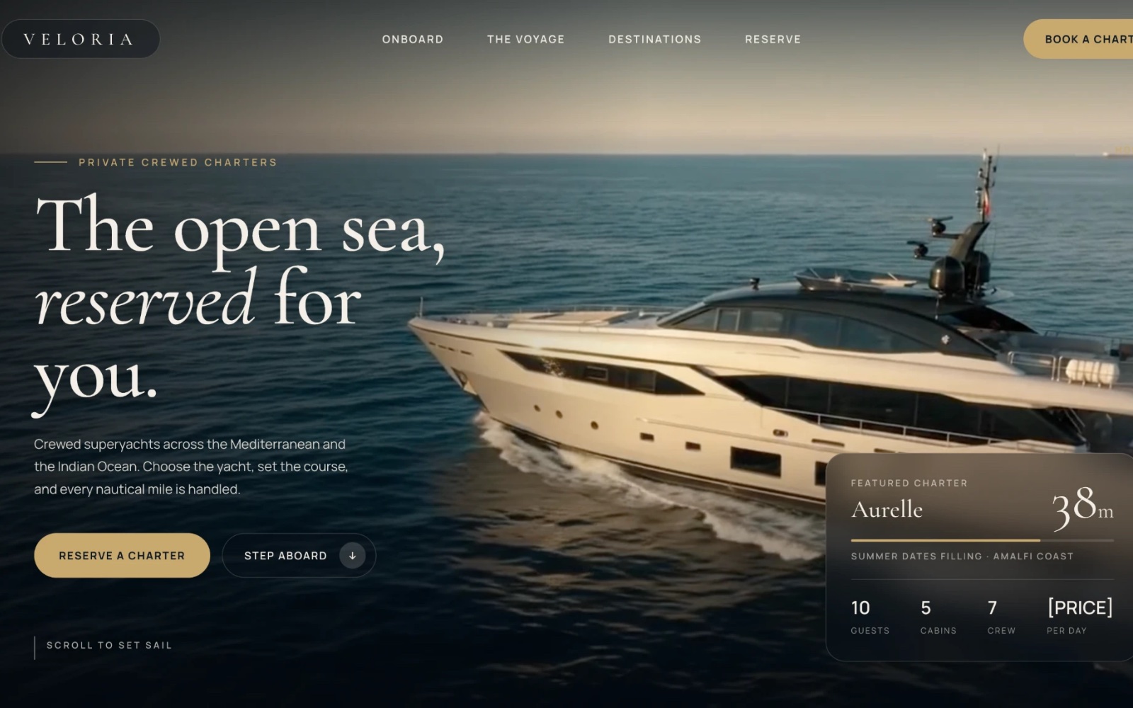 A homepage the yacht never leaves